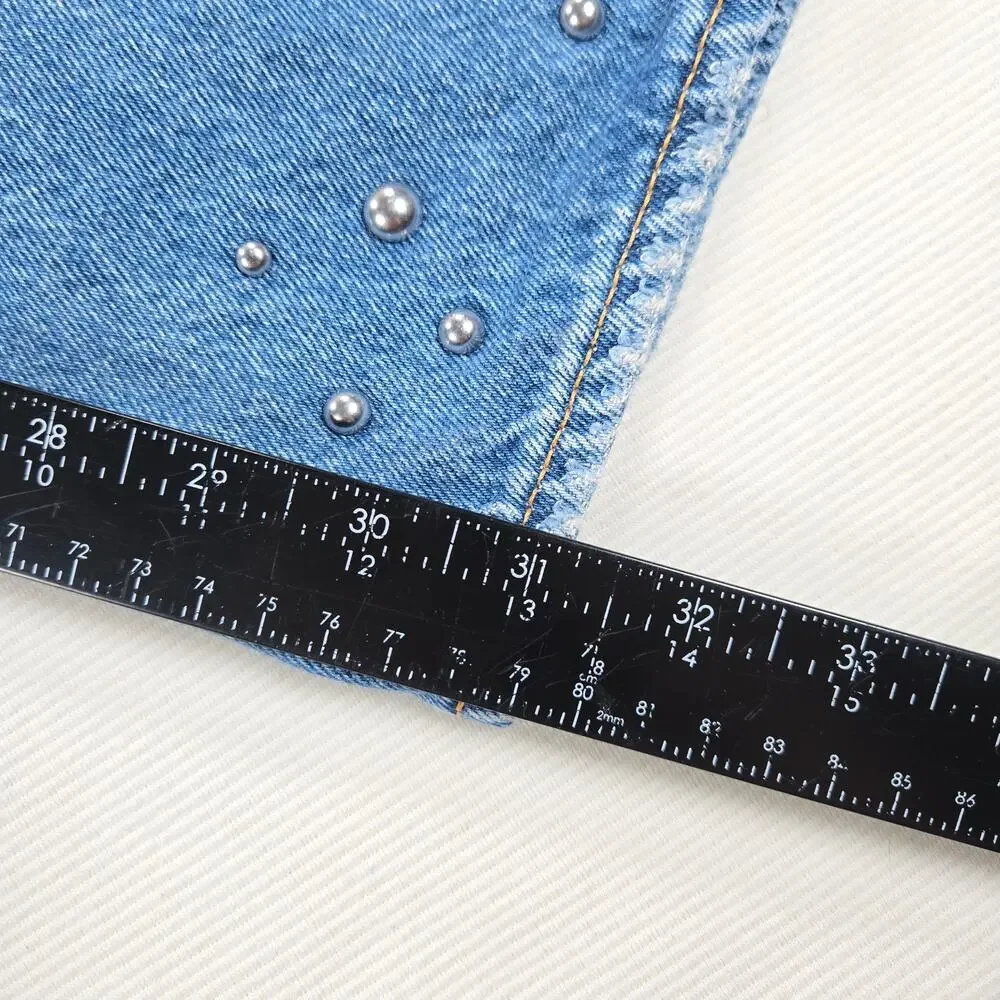 Levi's 501‎ Premium Studded Original Fit Distressed Denim Jeans Size 34